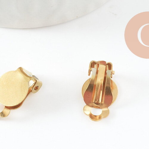 Supports boucles d'oreilles à clip acier 304 inoxydable doré 18mm, x10 (g9691)