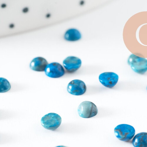 Cabochon rond agate naturelle bleu 4mm, cabochon rond en pierre naturelle, x1 (g10032)