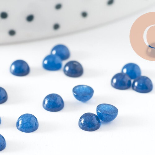 Cabochon rond jade naturel bleu 4mm, cabochon pierre naturelle, x1 (g9967)