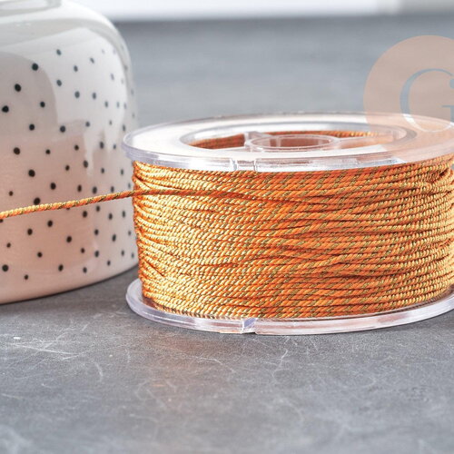 Cordon tressé orange 1.2mm, cordon pour bijoux crapbooking et fabrication bijoux x1 mètre g9198