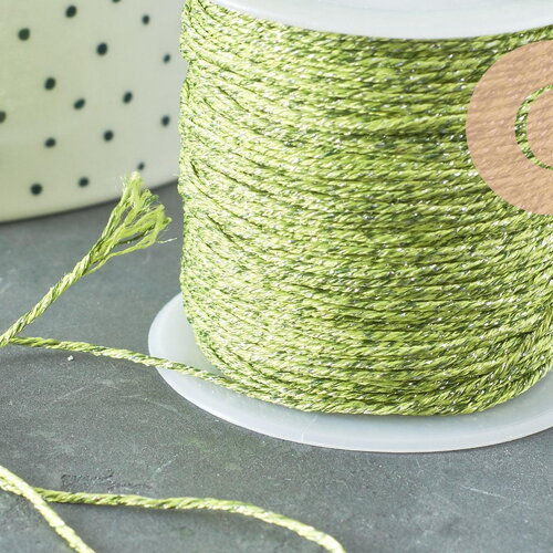 Cordon vert argent, fabrication bijoux,ruban mariage,scrapbooking, largeur 0.8mm, x1 ou x5 ou x10 mètres g3764