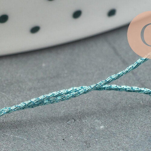 Fil bleu métallisé, fil original,fil métallisé,création bijoux, fil couture broderie,fil bleu, diamètre 0.8mm, x5 mètres g0505