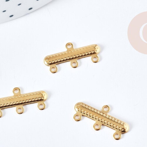 Intercalaire bracelet 3 rangs acier 304 inoxydable doré 20mm, x1 (g8855)