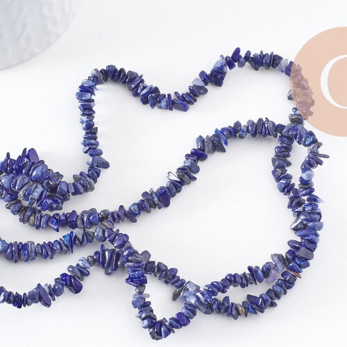 Perle lapis lazuli chips pierre naturelle 2-6mm, perles pierre en lapis lazuli naturel, fil de 78cm, x1 (g5188)