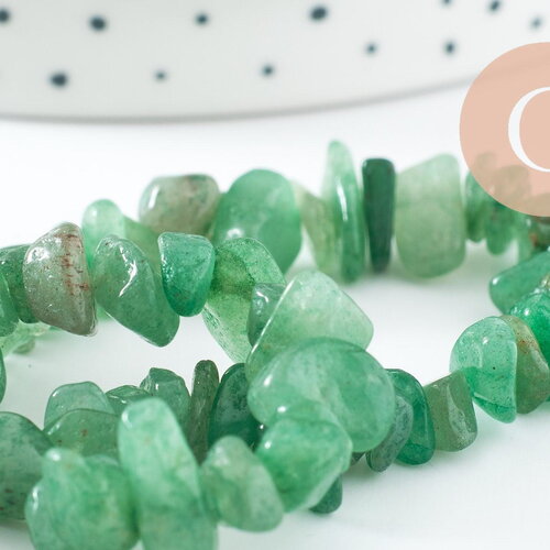 Perle nuggets aventurine naturelle 13-22mm, x1 fil de 81cm (g3809)