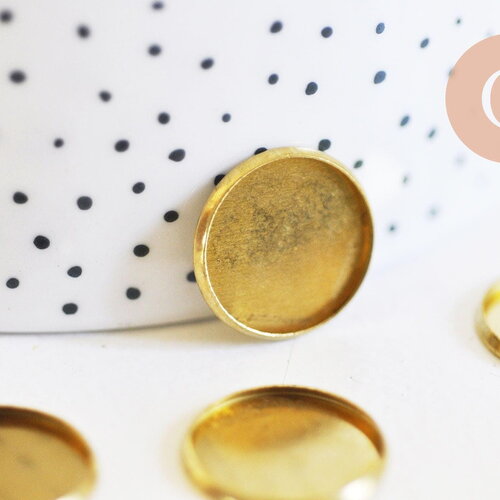 Supports de cabochons ronds laiton brut, , fournitures créatives, fournitures cabochon, sans nickel, diamètre 20mm, x 10, g5046