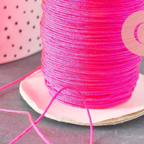 Cordon polyester rose fluorescent, fabrication bijoux,, scrapbooking, 0.7mm, x 5mètres g1946