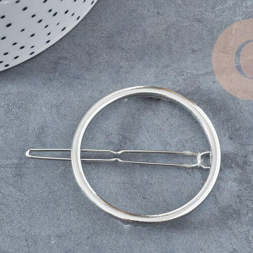 Support barrette clip ronde métal argenté sans plateau 47mm, x1 (g8834)