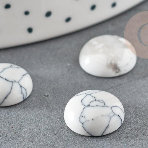Cabochon rond howlite blanc, cabochon rond, howlite naturelle,cabochon howlite,12mm, x1 g0759