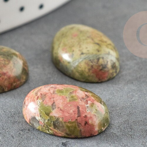 Cabochon ovale unakite naturelle 18x13mm, x1 (g2482)