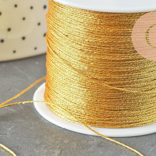 Fil doré métallisé en polyester 0.4m, création bijoux, fil couture, broderie,fil or,fil métallique, bobine de 50 mètres, x1 g5943
