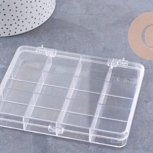 Boite rangement perles en plastique trnsparent rectangulaire 12 cases 13cm, x1 (g10257)
