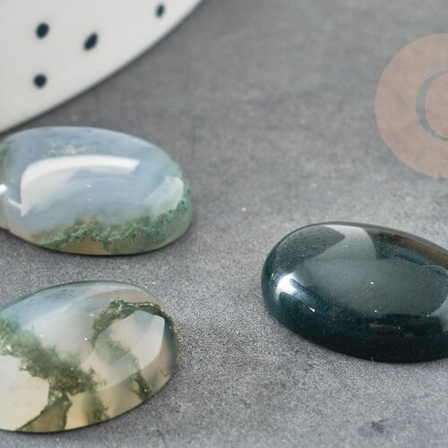 Cabochon agate mousse verte, agate naturelle, cabochon pierre,agate mousse,18 x 13mm, x1 g2593