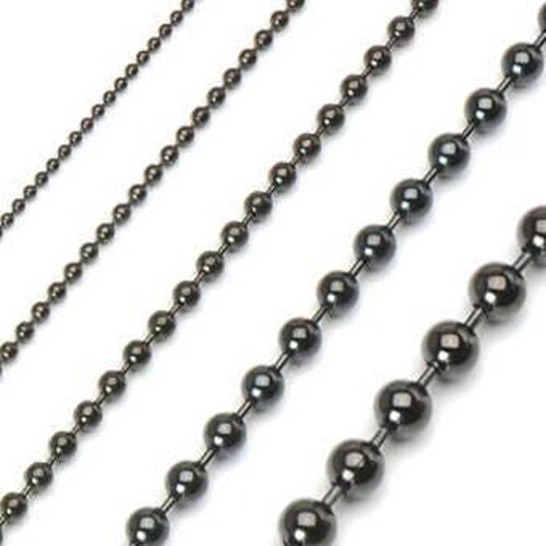 Chaine boule metalgun,chaine bijou,chaine noire, chaine au metre,grossiste chaine,1.5mm, 5 metres, g0628