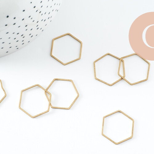 Connecteur hexagone laiton brut 20mm,pendentif géométrique création bijoux, x10 (g2759)