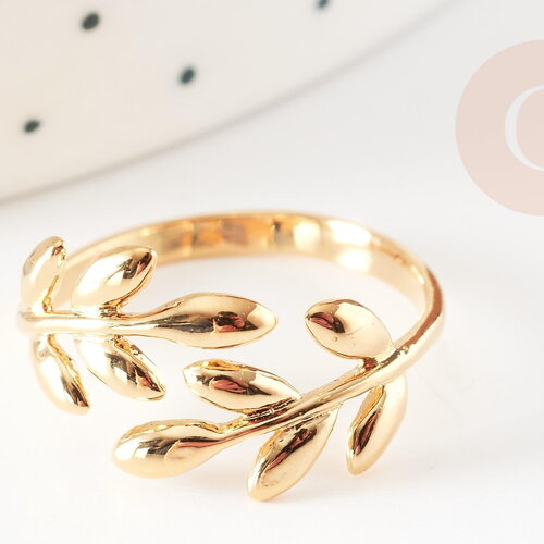 Bague réglable branche dorée 16k 18mm, x1 (g5003)