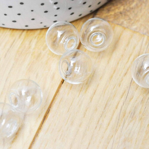 Bulle verre pour créations pendentif 14mm, médaillon transparent, création sautoir, pendentif vitrine,x2 (g5369)