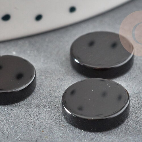 Cabochon rond disque agate naturelle noire 12mm, x1 (g2243)