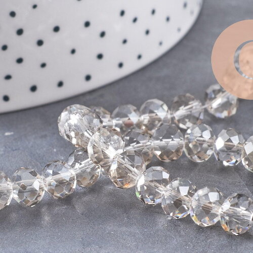 Perles abacus cristal facette gris 8mm x1 fil de 39cm (g0660)