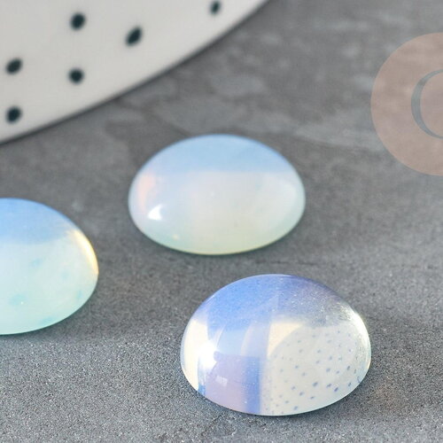 Cabochon rond opalite blanche 14mm, x1 (g2283)