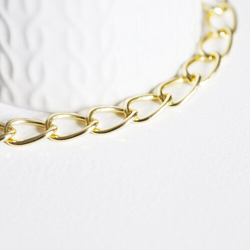 Chaine doré grosse maille aluminium doré,chaine collier,création bijoux,chaine large,15x10x2mm, x 1 mètre g2125