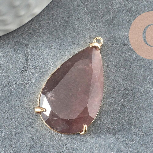 Pendentif goutte agate sienne support doré, pendentif pierre,agate naturelle,création bijoux, pierre naturelle, 32mm, x1 g4449
