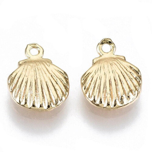 Pendentif coquillage doré 18k, coquillage doré,dorure 18carats,pendentif doré,coquillage or,création bijoux, x 2, 11mm g3559