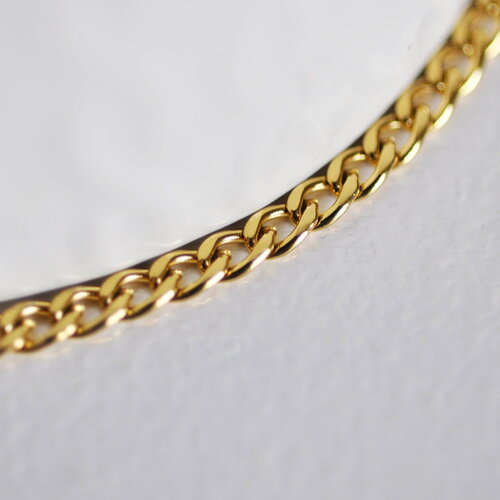 Chaine maille gourmette acier doré 18k 5mm x1 mètre (g1693)