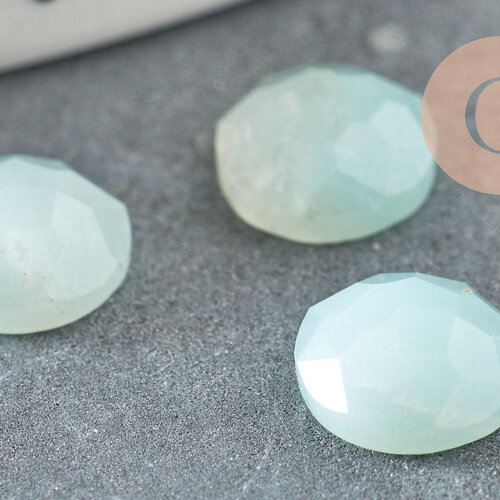 Cabochon rond amazonite bleue naturelle à facettes 8mm, création bijoux pierre naturelle, x1 g5638