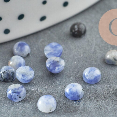 Cabochon rond sodalite bleue, fournitures créatives, cabochon rond,sodalite naturelle 4mm, pierre naturelle, x1 g2963
