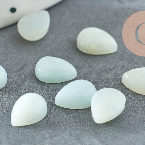 Cabochon goutte amazonite naturelle 6x8mm,cabochon création bijoux pierre naturelle, x1 g8369