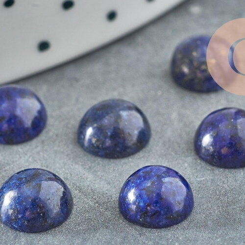 Cabochon rond bleu lapis lazulis naturel 8mm, x1 (g2684)
