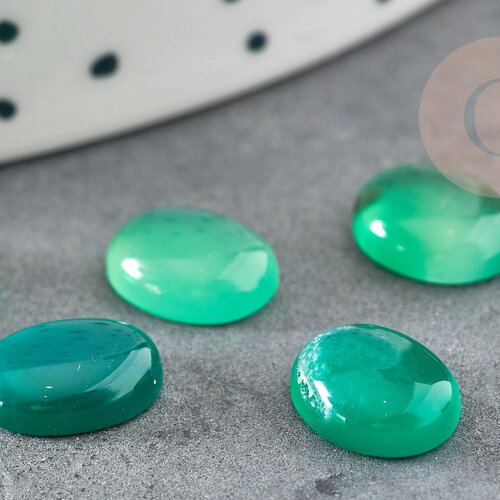 Cabochon agate naturelle verte 10x8mm, x1 (g1831)