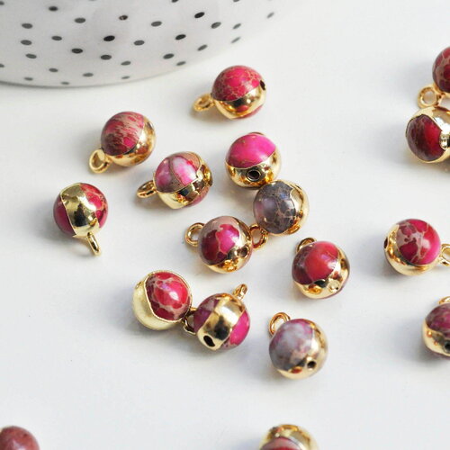 Pendentif regalite rouge, pierre brute,création bijoux, pendentif doré, pierre naturelle,régalite naturelle,12mm, x1 g3539