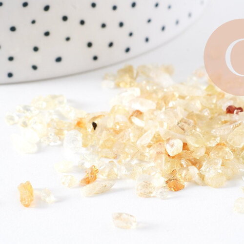 Sable pierre chips citrine jaune naturelle chauffée 3mm, x20gr (g0248)