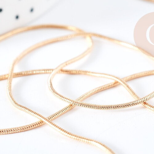 Chaine fine laiton dorée serpent 1mm, chaine dorée création bijoux,grossiste chaine, création bijoux,x1 mètre g8530