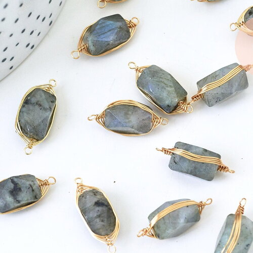 Pendentif connecteur labradorite naturelle 32mm,creation bijou,pendentif bijoux en pierre naturelle,bracelet pierre, x1 g5587