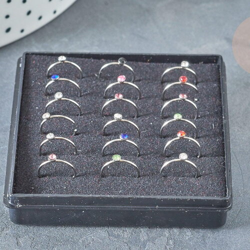Piercing sans trou acier inoxydable 304 argenté strass 9mm, piercing oreilles nez ajustable, x1 g8330