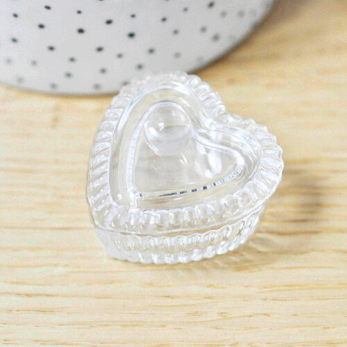 Boite à bijoux verre coeur 4.1cm, x1 (g4173)