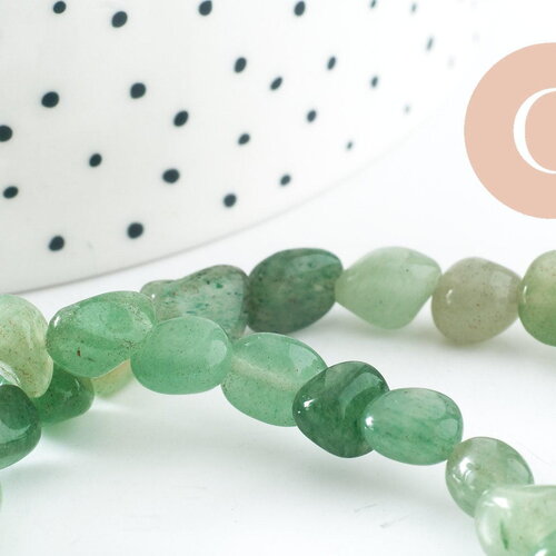 Perle nuggets aventurine ,pierre précieuse,pierre naturelle, aventurine,pierre roulée,5-7mm, x1 (g3040)