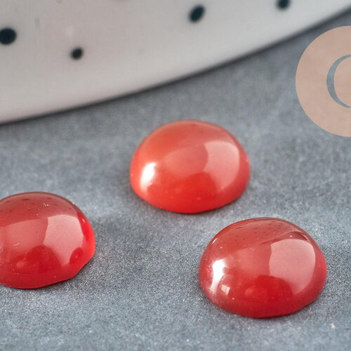 Cabochon rond cornaline naturelle orange 8mm, x1 (g9087)