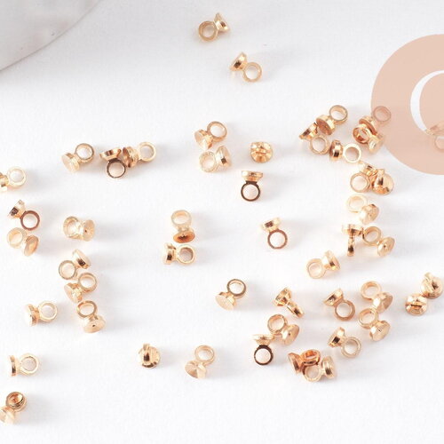Bélière pendentif coupelles en laiton doré 4mm, x10 (g5258)