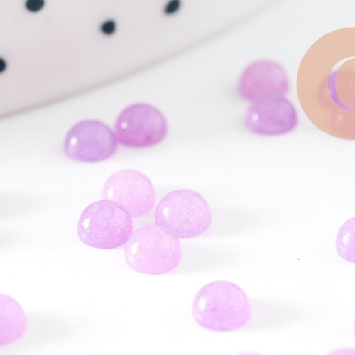 Cabochon rond jade naturel violet clair 4mm, cabochon pierre naturelle, x1 (g9948)
