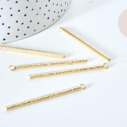 Pendentif barre sablée zamac doré 53.5mm, fourniture dorée pour création bijoux diy, x2 g7855