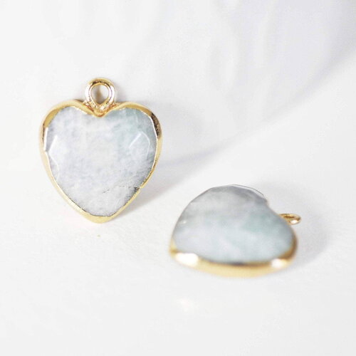 Pendentif coeur amazonite facettes, fournitures créatives, pendentif pierre, amazonite naturelle, pendentif coeur,17mm, unité, g0350