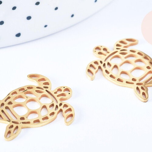 Pendentif tortue acier 201 inoxydabledoré 18k 24mm, pendentif sans nickel,création bijoux, x1 g7128
