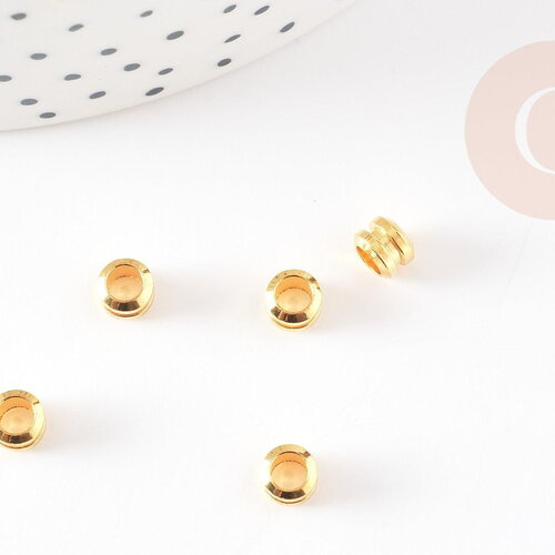 Perle intercalaire tube laiton doré 5x4mm, x10 ou 20 ou 50 ou 100 (g6610)