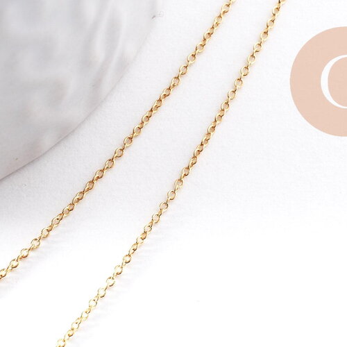 Chaine très fine laiton doré forçat 1x0.5mm 16k, x1 mètre (g10204)