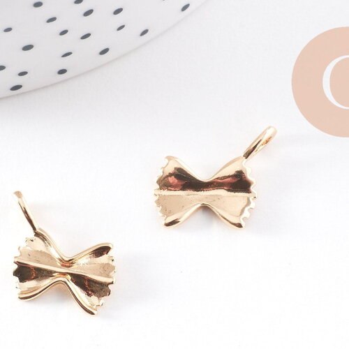 Pendentif farfalle pâte papillon laiton doré 18k 17mm, x1 (g10232)