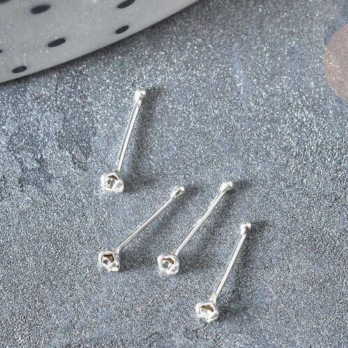 Piercing clou argent 925 massif strass avec boule d'arret 1.8mm, x1 (g7601)